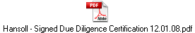Hansoll - Signed Due Diligence Certification 12.01.08.pdf
